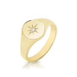 9ct Gold Ladies' Oval Diamond Signet Ring 