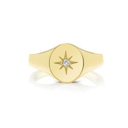 9ct Gold Ladies' Oval Diamond Signet Ring 