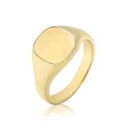 9ct Gold Unisex Cushion Signet Ring 