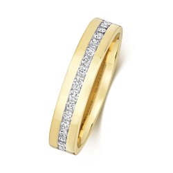 Diamond Channel Set Wedding Band In 9ct Gold 