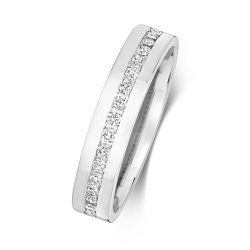 Diamond Channel Set Wedding Band In 9ct White Gold 