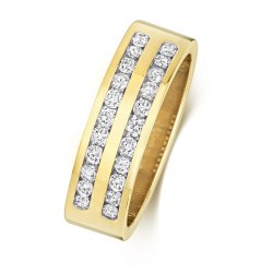 Diamond Channel Set 2 Row Wedding Band In 9ct Gold 