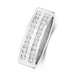 Diamond Channel Set 2 Row Wedding Band In 9ct White Gold 