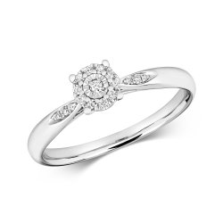 Diamond Illusion Solitaire Ring In 9ct White Gold 