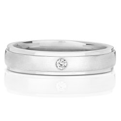 Diamond Gipsy Set Wedding Ring In 9ct White Gold 