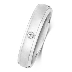 Diamond Gipsy Set Wedding Ring In 9ct White Gold 