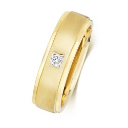 Diamond Gipsy Set Wedding Ring In 9ct Gold 