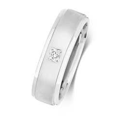 Diamond Gipsy Set Wedding Ring In 9ct White Gold 