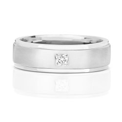 Diamond Gipsy Set Wedding Ring In 9ct White Gold 