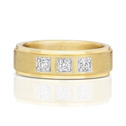 Diamond Grain Set Wedding Ring In 9ct Gold 