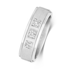 Diamond Grain Set Wedding Ring In 9ct White Gold 