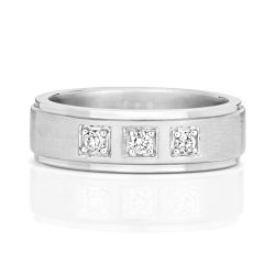 Diamond Grain Set Wedding Ring In 9ct White Gold 
