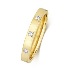 Diamond Gipsy Set Wedding Ring In 9ct Gold 