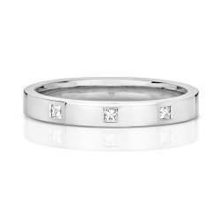 Diamond Gipsy Set Wedding Ring In 9ct White Gold 