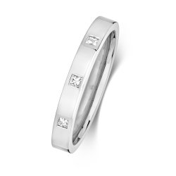 Diamond Gipsy Set Wedding Ring In 9ct White Gold 