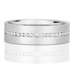 Diamond Channel Set Half Eternity Gents' Wedding Ring In 9ct White Gold 