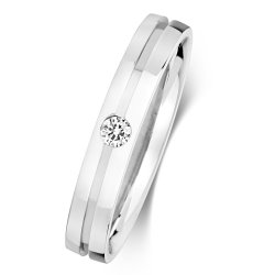Diamond Gipsy Set Gents' Wedding Ring In 9ct White Gold 