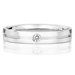 Diamond Gipsy Set Gents' Wedding Ring In 9ct White Gold 