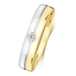 Diamond Gipsy Set 2 Tone Gents' Wedding Ring In 9ct Gold 