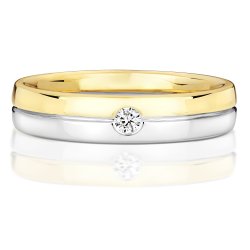 Diamond Gipsy Set 2 Tone Gents' Wedding Ring In 9ct Gold 