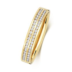 Diamond Channel Set 2 Row Wedding Ring In 18ct Gold 