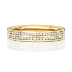 Diamond Channel Set 2 Row Wedding Ring In 9ct Gold 