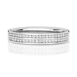 Diamond Channel Set 2 Row Wedding Ring In 9ct White Gold 