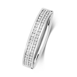 Diamond Channel Set 2 Row Wedding Ring In 18ct White Gold 