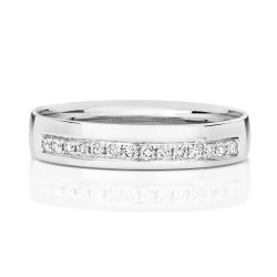 Diamond Grain Set Wedding Ring In 9ct White Gold 