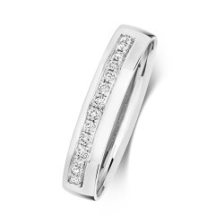 Diamond Grain Set Wedding Ring In 18ct White Gold 
