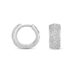 Diamond Pave Set Huggies In 9ct White Gold 