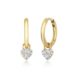Diamond Heart Earring Charm In 9ct Gold 