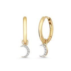 Diamond Moon Earring Charm In 9ct Gold 