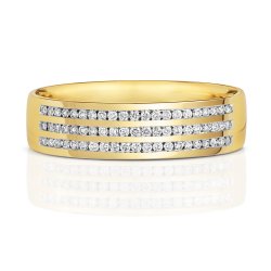 Diamond Channel Set 3 Row Wedding Ring In 9ct Gold 