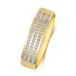 Diamond Channel Set 3 Row Wedding Ring In 9ct Gold 