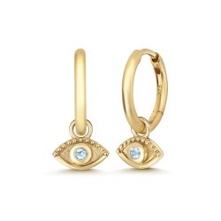 Aquamarine Evil Eye Earring Charm In 9ct Gold 