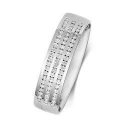 Diamond Channel Set 3 Row Wedding Ring In 9ct White Gold 
