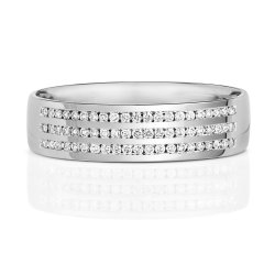 Diamond Channel Set 3 Row Wedding Ring In 9ct White Gold 