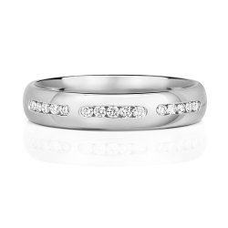 Diamond Channel Set Wedding Ring In 9ct White Gold 