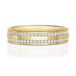 Diamond Full Channel Set 2 Row Wedding Ring In 9ct Gold 