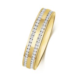 Diamond Full Channel Set 2 Row Wedding Ring In 9ct Gold 