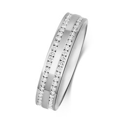 Diamond Full Channel Set 2 Row Wedding Ring In 9ct White Gold 