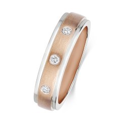 Diamond Gipsy Set 2 Tone Wedding Ring In 9ct Rose Gold 