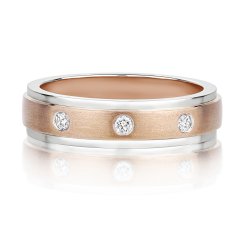 Diamond Gipsy Set 2 Tone Wedding Ring In 9ct Rose Gold 