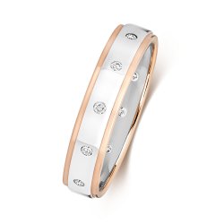 Diamond Gipsy Set 2 Tone Wedding Band In 9ct Rose Gold 