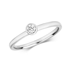 Diamond Rubover Ring In 9ct White Gold 