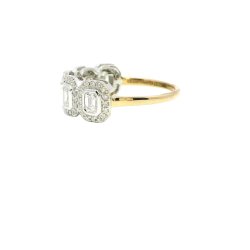 18ct Yellow Gold 1.05ct Diamond Emerald Cut Fancy Ring Size O
