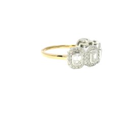 18ct Yellow Gold 1.05ct Diamond Emerald Cut Fancy Ring Size O