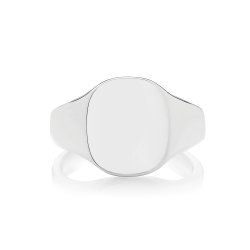 Silver Rhodium Plated Cushion Signet Ring 