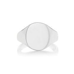 Silver Rhodium Plated Round Signet Ring 